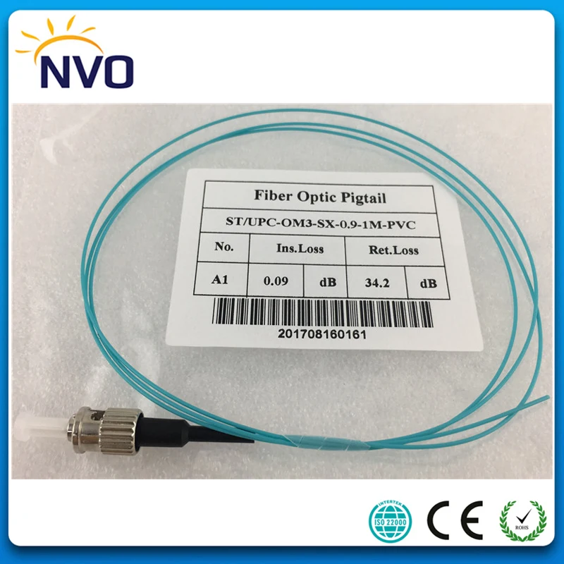 50 шт./лот ST/UPC Волоконно оптический Pigtail Simplex OM3 150 мм 0 9 1 метр ПВХ куртка Мульти