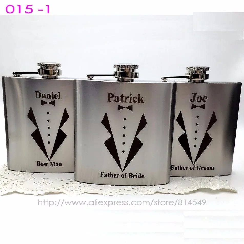 Free Personalized Engraved 6 oz Stainless Steel Black Hip Flask ,Groomsman or Best man gift , Birthday gift ,PASSED FDA TEST