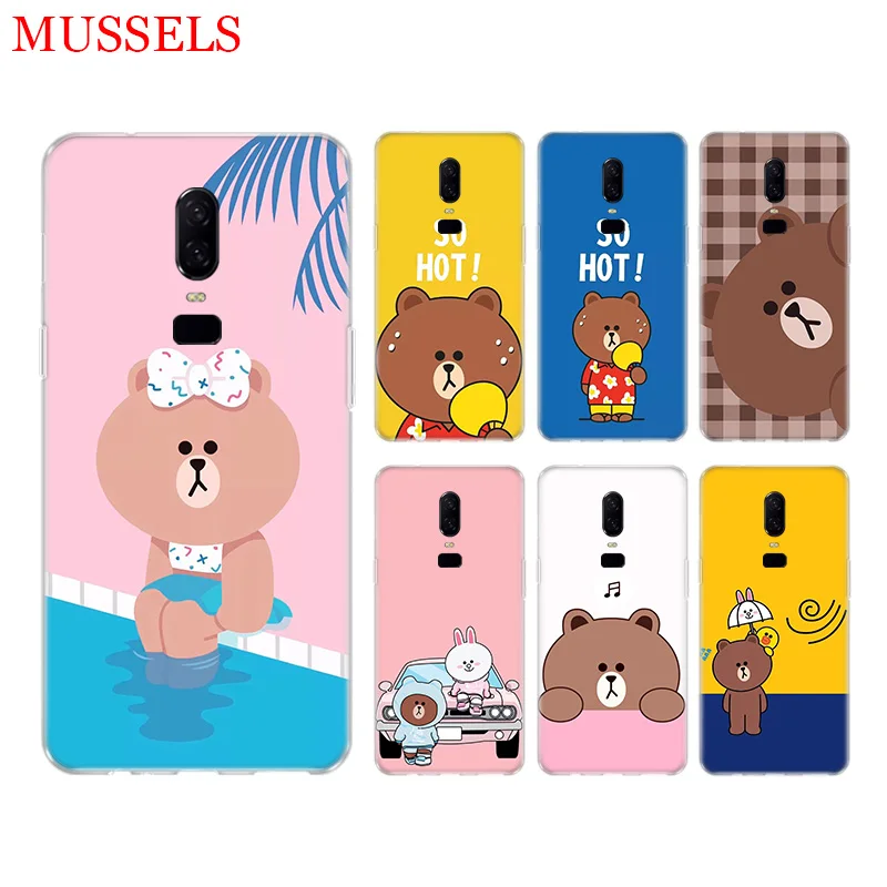 

Line Town Brown Bear Phone Back Case for OnePlus 7 Pro 6 6T 5 5T 3 3T 7Pro Art Gift Patterned Customized Cases Cover Coque Capa
