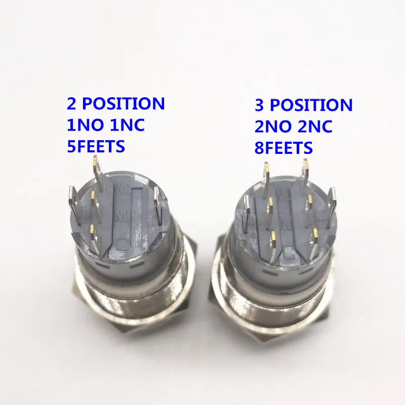 19 мм 2 3 позиционный переключатель кнопочный переключатель DPDT с подсветкой металлический селекторный поворотный переключатель светодиодный водонепроницаемый из нержавеющей стали