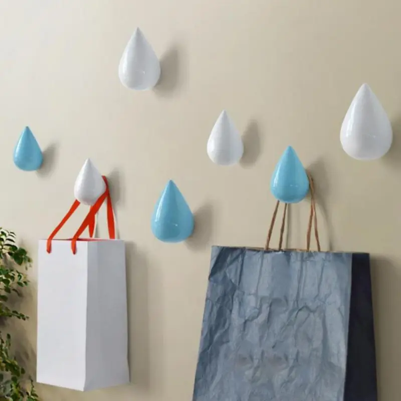 

Minimalist Design Water Drop Shaped Wall Mounted Wood Decorative Hanger Hat Towel Rack Home Organizer