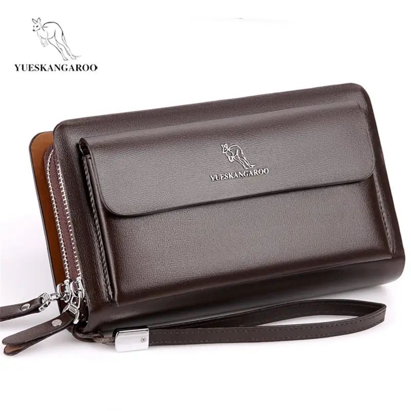 

YUESKANGAROO men's wallet men's clutch bag fashion long wallet double zipper business men's Korean wallet billetera hombre purse