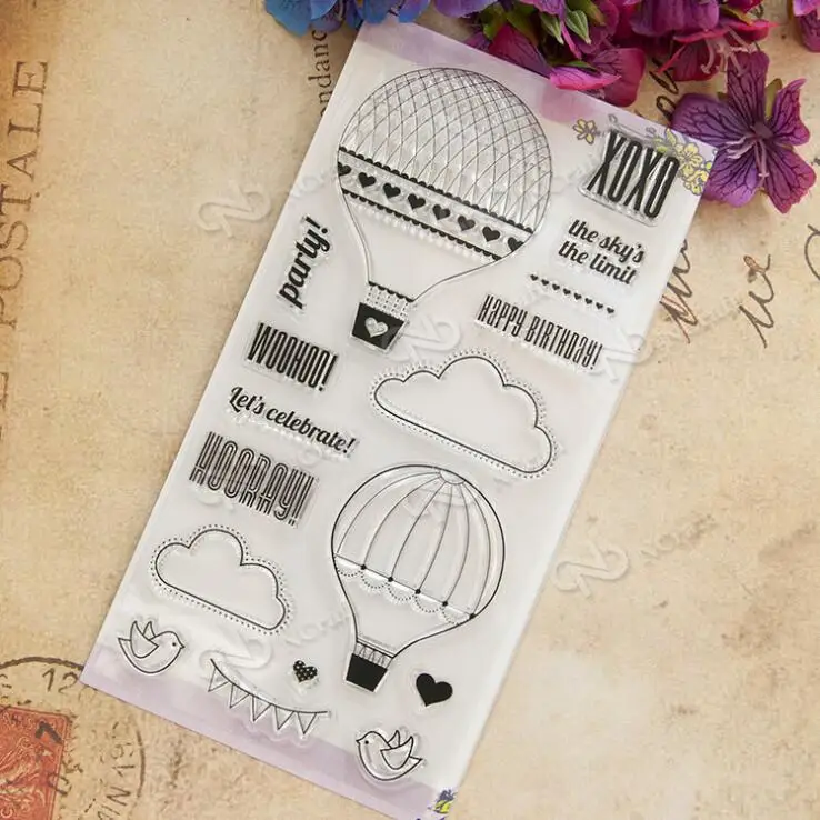 

Party Bird Hot Air Balloon Transparent Clear Silicone Stamps for DIY scrapbooking/Card Making/Photo Album/Kid Fun Decoration