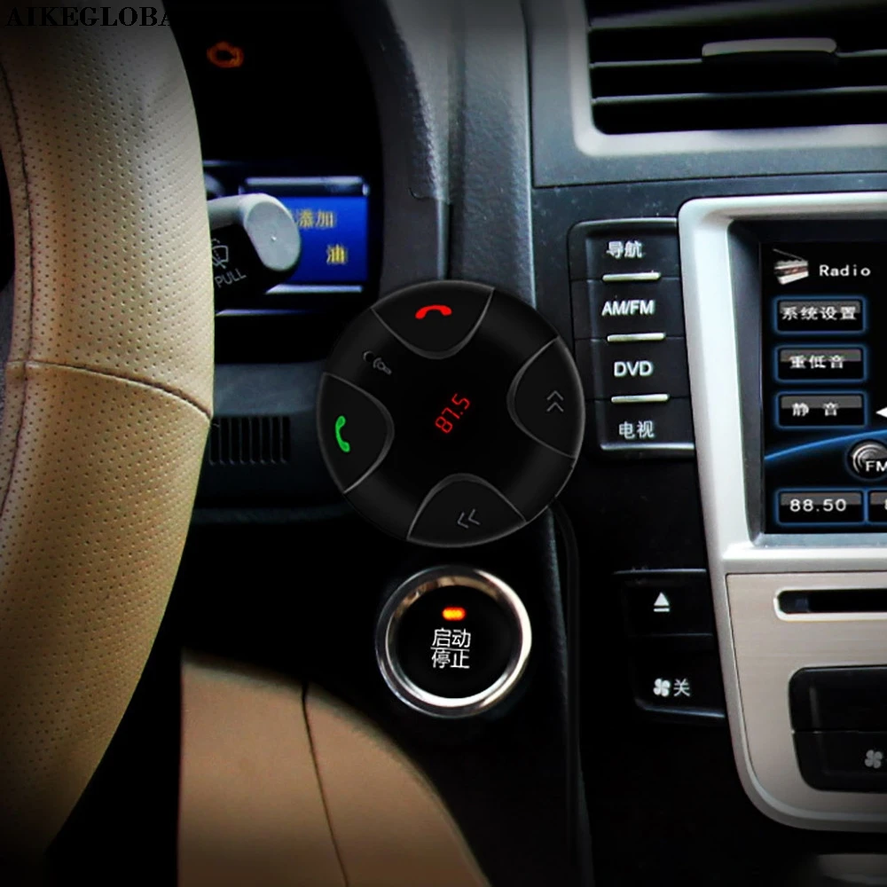 AIKEGLOBAL громкой связи беспроводной Bluetooth 4 0 FM приемник 3 5 мм TF автомобильный