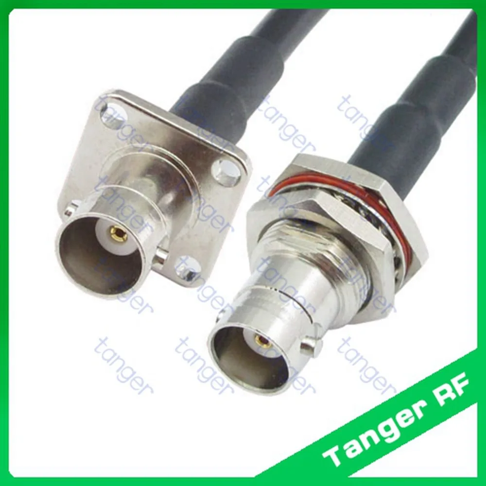 

BNC female jack 4four hole panel to BNC female jack front with nut straight RF RG58 Pigtail Jumper Coaxial Cable 3Fete 100cm