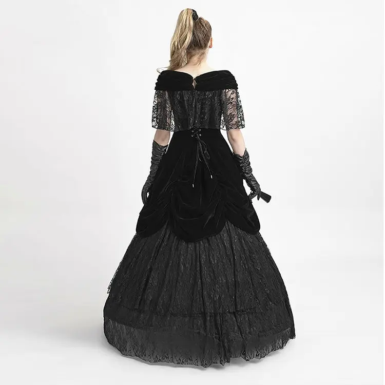 Панк рейв женские готические Лолита длинные платья великолепный Викторианский стиль Формальные Свадебные дворцовые платья вечернее платье
