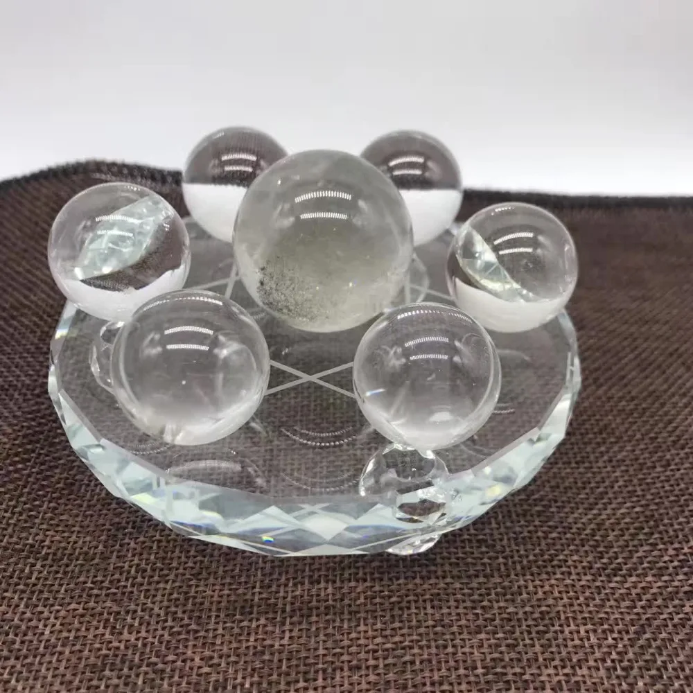 Goede Natuurlijke Witte Rock Crystal Quartz Bal Qixing array feng shui Kristallen Exemplaren Healing Woondecoratie Meubileringsartikelen