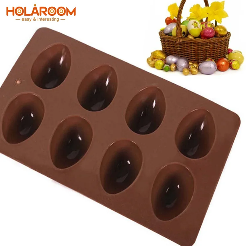 Holaroom DIY Silicone Mold 8 Cavity Oval Shape Handmade Chocolate Soap Mold Cake Decoration