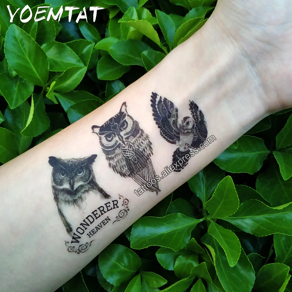 Waterproof Temporary Tattoo 3d Stiker Seni Tubuh Palsu Owl Gadis