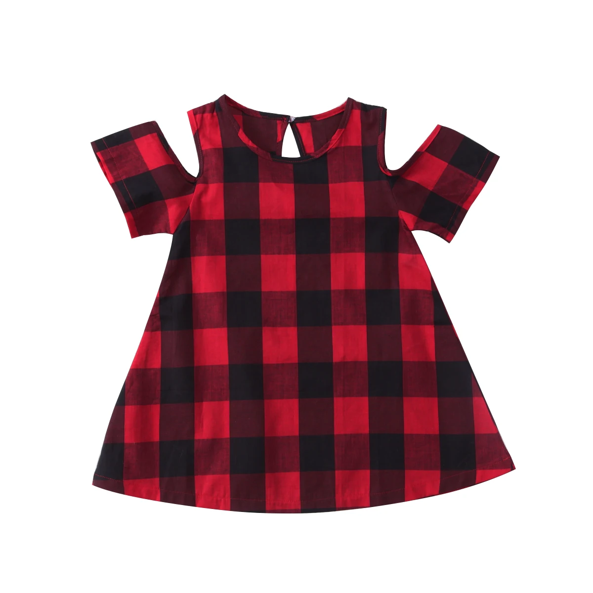 

Kids Baby Girl Clothing Dresses Plaid Print Short Sleeve Casual Clothes Dress Princess Party Off-Shoulder Girls 1-6T