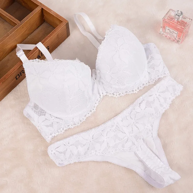 bra and brief sets [Cheap]New 2016 Lace Embroidery Bra Set Women Plus Size Push Up Underwear Set Bra and Panty Set 32 34 36 38 ABC Cup For Female cotton bra and panty sets