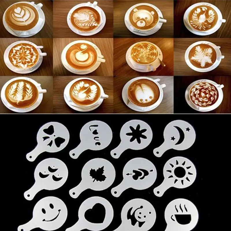Творческий капучино кофе фильтры шаблон для кофе Бариста трафареты Strew Pad Duster Спрей кафе искусство для молока торт кекс