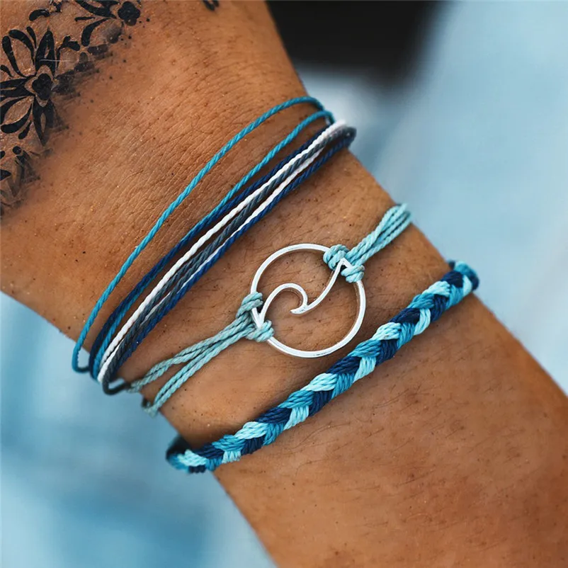 NEW Beads anklets for women Bracelet Bohemia Silver Wave Anklets Rope Beach Anklet Jewelry Sandals Pulseras Tobilleras Y17#N (3)