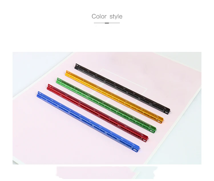 ECYC 15cm Triangular Scales Colorful Straight Rulers Students Stationery  Metal Scale Ruler Aluminum Alloy Ruler Measuring Tools