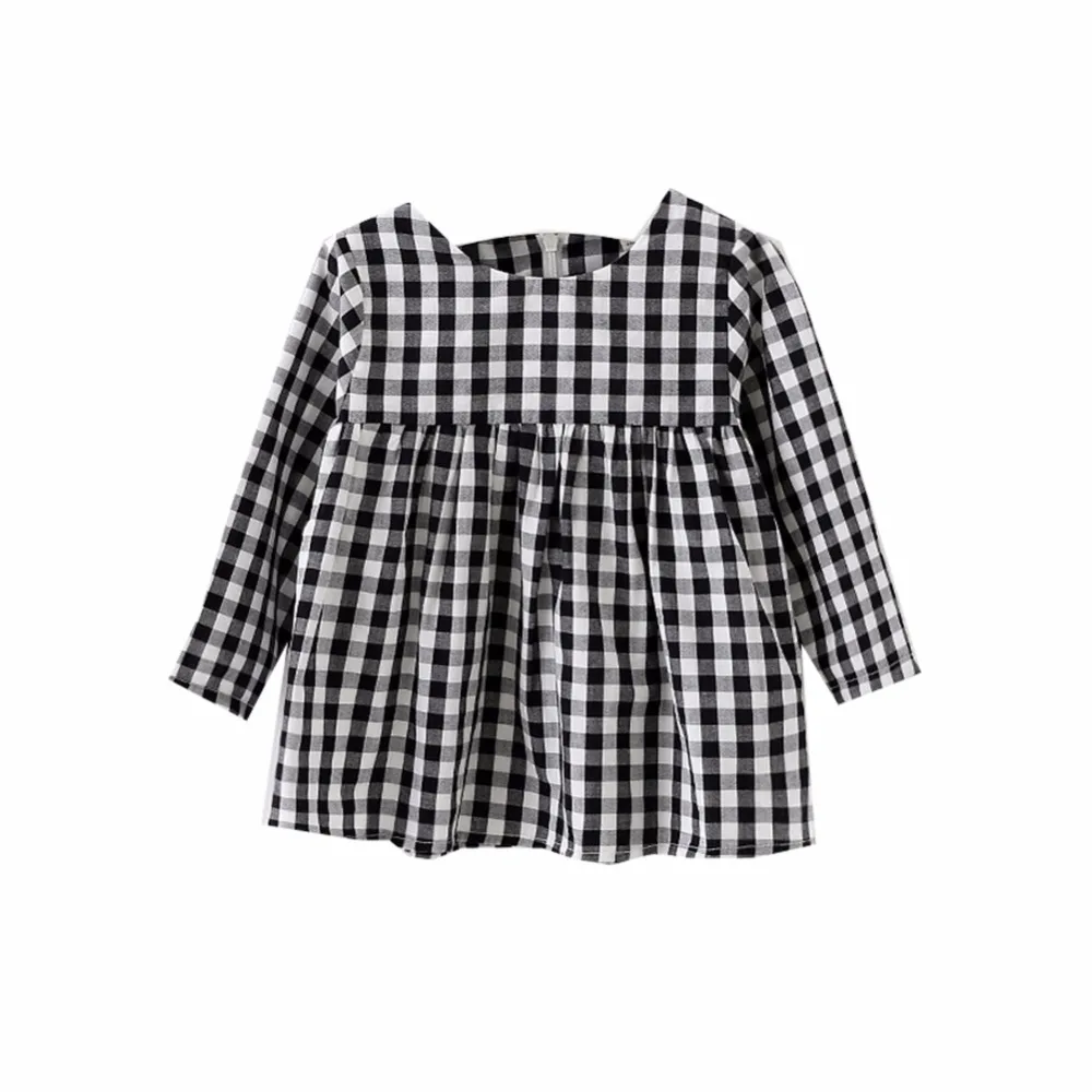 

2016 Plaid Girl Dresses Long Sleeve Cute Children Clothing Kids Girls Dress Kids Clothes QF