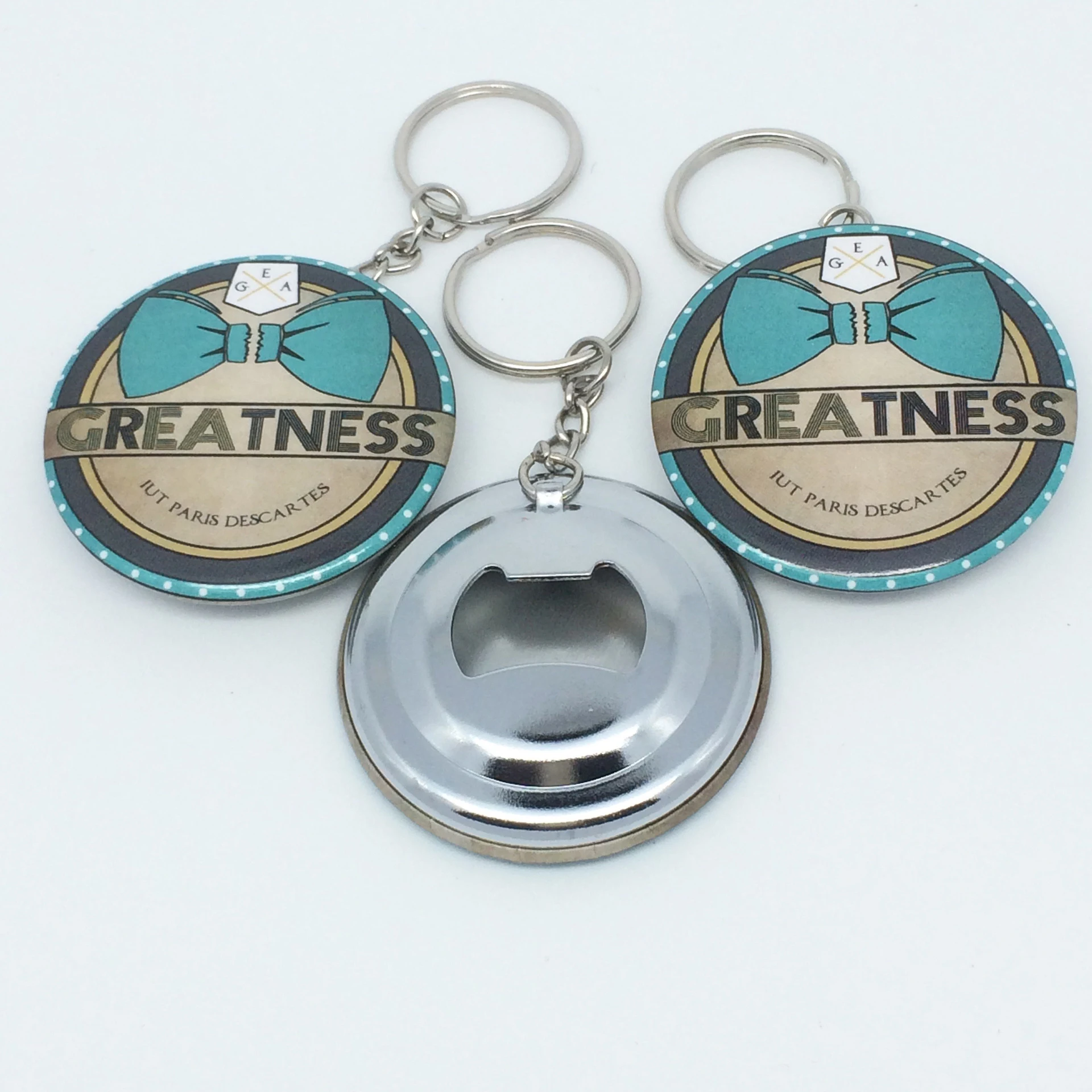 58mm Round Metal Tin Plate Bottle Opener Keychain Custom Logo Printed
