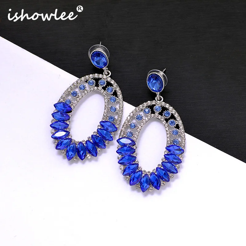 

ISHOWLEE Fashion Geometric Crystal Multicolor Dangling Earrings for Women Boho Wedding Bridal Big Earrings Luxury Jewelry bxb06