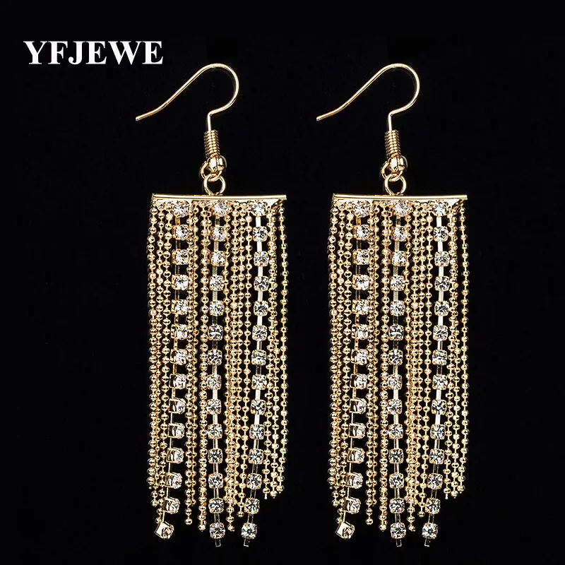 

YFJEWE Fashion Elegant All-match Ear Hook Crystal Tassel Earrings For Women Full Rhinestone Claw Earrings Wholesale Jewelry E231