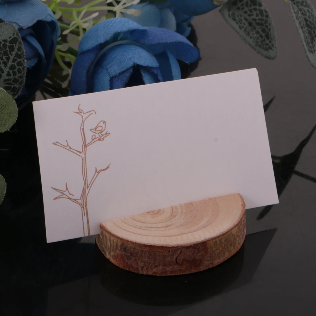 Hot Sale Rustic Wedding Card + Wood Holder Set Place Name Table Number Card Decor for Wedding Favor Wood Photo Holder Decoration