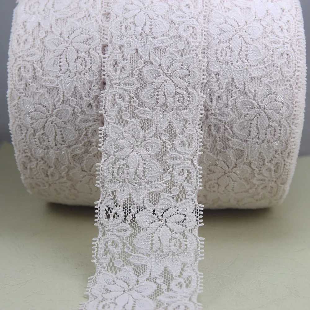 A roll 120 yard/roll 58mm width Elastic stretch Lace trim sewing
