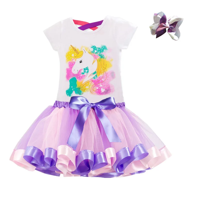 Комплекты одежды для девочек, нарядное платье-пачка с единорогом для девочек 3-8 лет, наряды на день рождения, детские костюмы