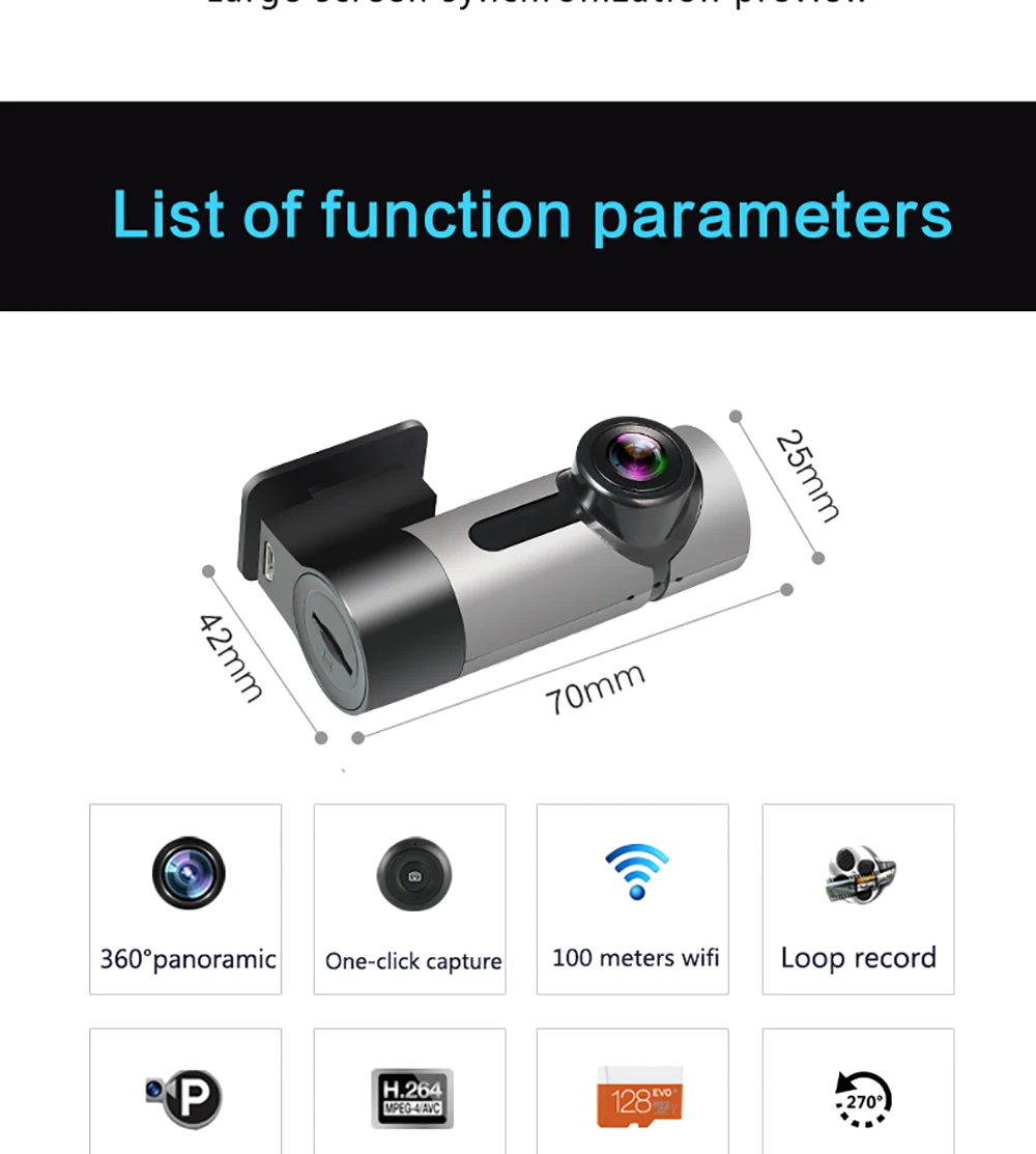 HD 1080P HD Car DVR Camera Dashcam Driving Video Recorder Hidden Night Vision Camera F 2.0 G-sensor Auto Recorder WIFI Camera