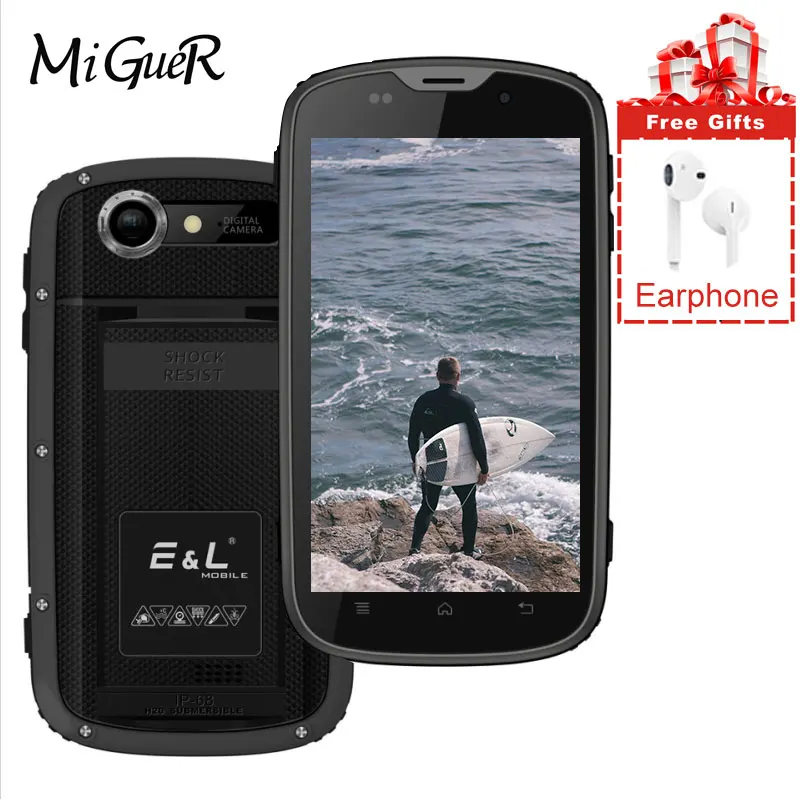 

KENXINDA E&L EL W5 IP68 Waterproof Mobile Phone Android 6.0 MTK6735M Quad Core 1GB+8GB Android 6.0 2800mAh 5.0MP GPS Cellphone