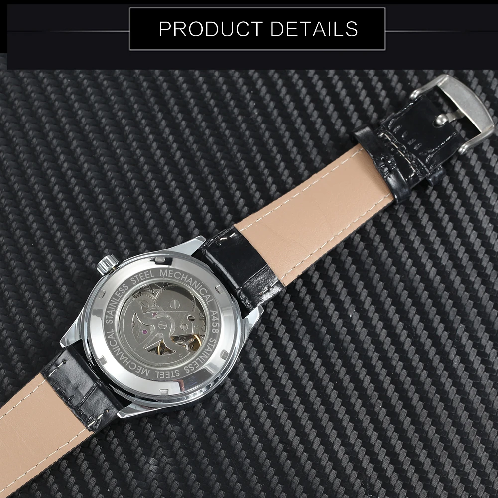 Moda masculina do vencedor relógios mecânicos automáticos