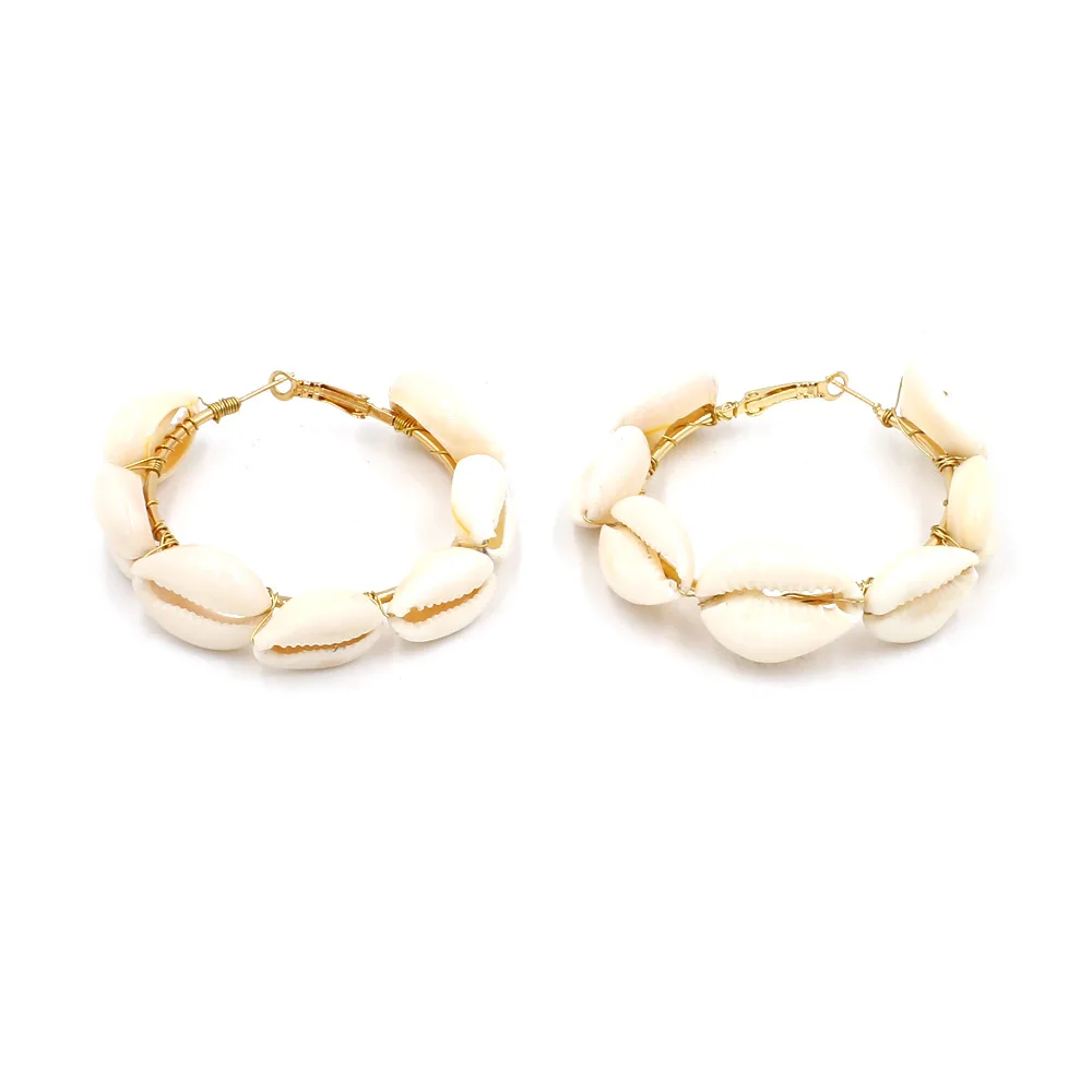 

2019 ZA Brand New 2 Colors Shell Charms Bohemian Shell Statement Hoop Earrings Accessories Women Fashion Summer Jewelry