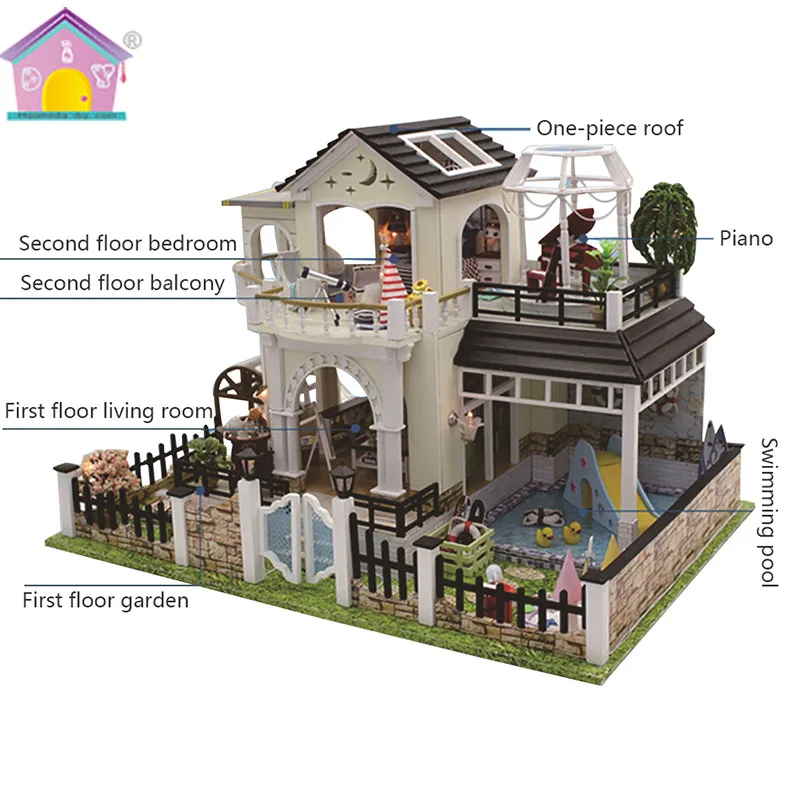 Hongda DIY Doll House Creative Model Building Dollhouse Flowers Full Moon Handmade Cabin Birthday Gift Home Large House D030Z Hongda DIY Doll House Creative Model Building Dollhouse Flowers Full Moon Handmade Cabin Birthday Gift Home Large House D030Z