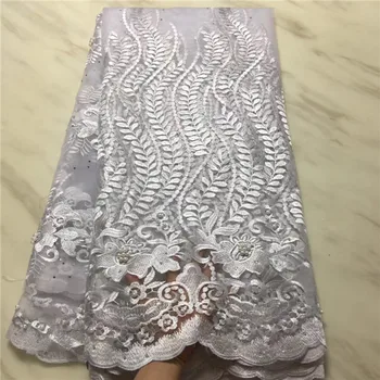 

African Mesh Lace Fabric 2019 High Quality Lace Embroidered Nigerian French Guipure Tulle Lace Fabric with bead For Women Dress