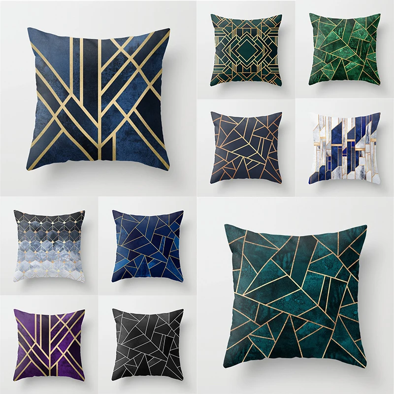 Deep Color Geometric Cushion Cover Blue And Black Printed Pillow Covers Decorative Pillowcases Cushions Home Decoration Maison Deep Color Geometric Cushion Cover Blue And Black Printed Pillow Covers Decorative Pillowcases Cushions Home Decoration Maison
