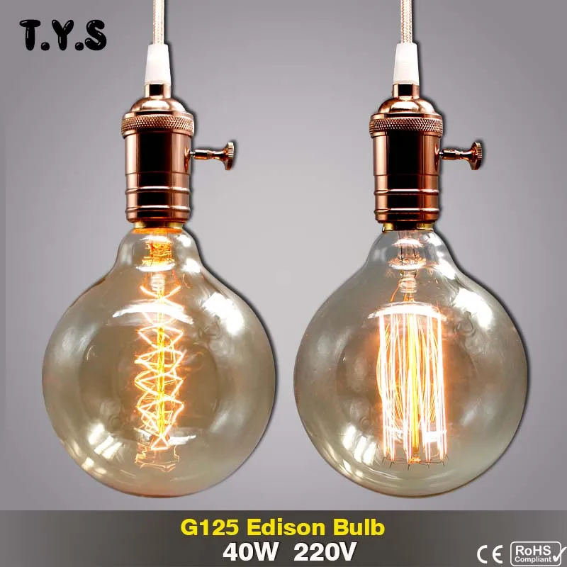 

Ceiling Lights 40w carbon filament Light Bulb G125 220V 110V Lampada Edison Bulb Pendant Lamp Retro Luminaria Outdoor Lighting
