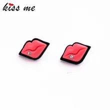 Распродажа, женские модные серьги-гвоздики с кристаллами и красными губами, ювелирные изделия