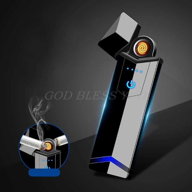 

Mini USB Charging Sensor Touch Screen Electronic Tungsten Zinc Alloy Cigarette Lighter Flameless Rechargeable Windbreak