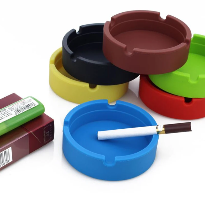 Creative Portable Rubber Silicone Round Ashtray Durable Soft Eco