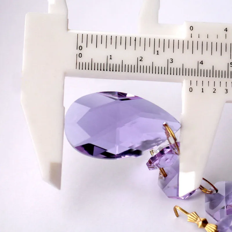 

Top Quality 22x92mm 10pcs/lot Violet Glass Crystal Chandelier Pendant Prism+ two pieces 14mm Crystal octagon Beads
