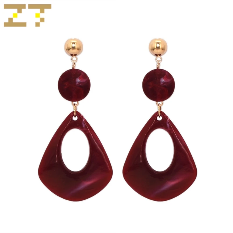 Корейский хит продаж модные массивные акриловые большие висячие красные серьги