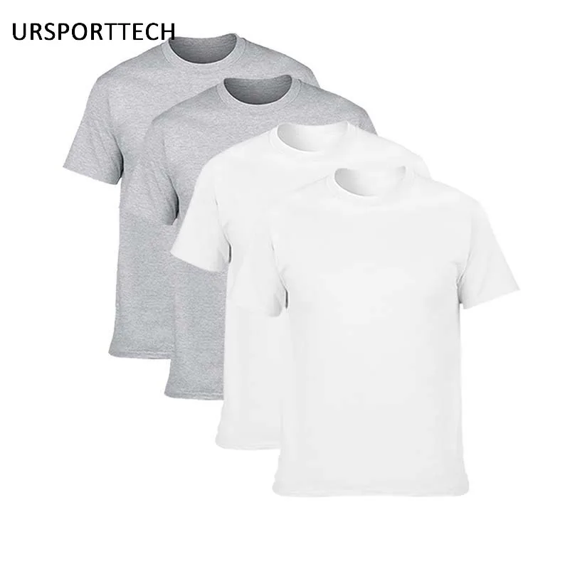 Купить два получить два хлопок мужские футболки классические короткий рукав o-образный вырез Футболка сплошной цвет летние свободные базовые футболки для мужчин - Цвет: 2G2W