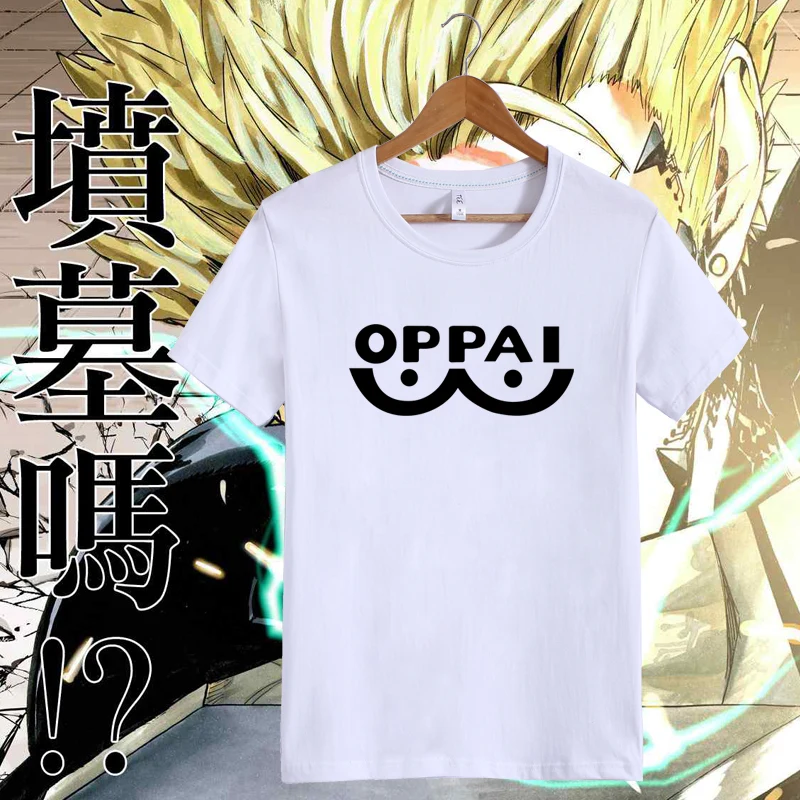 Аниме One Punch Man футболка с Короткими Рукавами Летняя хлопковая Футболка Oppai для