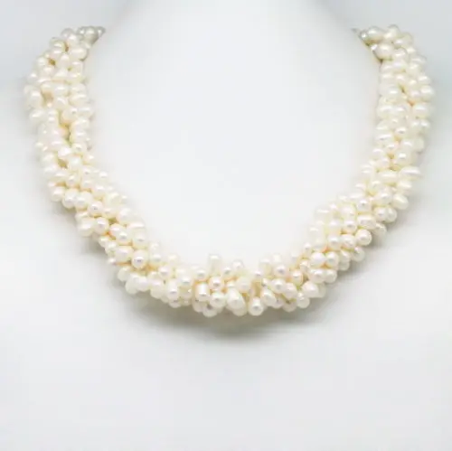 

bjc 000724 White 4-5mm Top-Drilled Pearl Twisted Necklace
