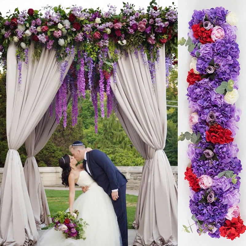 Customize 1m artificial flower row wedding arch backdrop decor party