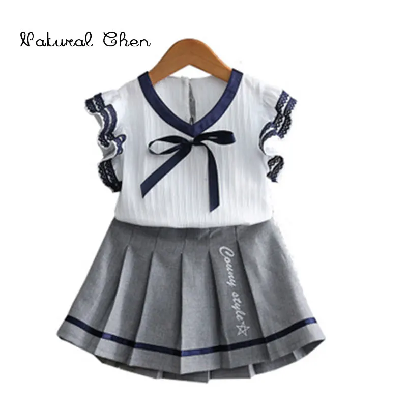 

Children's wear 2019 Girls Korean Version Summer Dress New Lace Short Sleeve Two-piece set