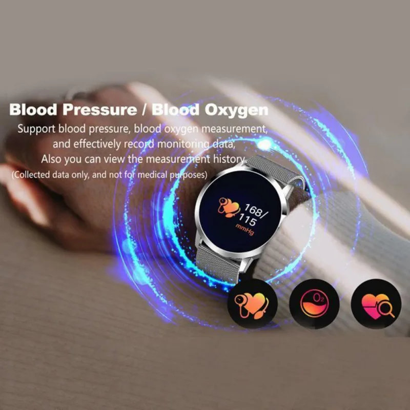 Q8 Цвет Экран браслет Женская Мода часы, счетчик шагов Фитнес трекер IP67 Водонепроницаемый сердечного ритма крови Давление монитор