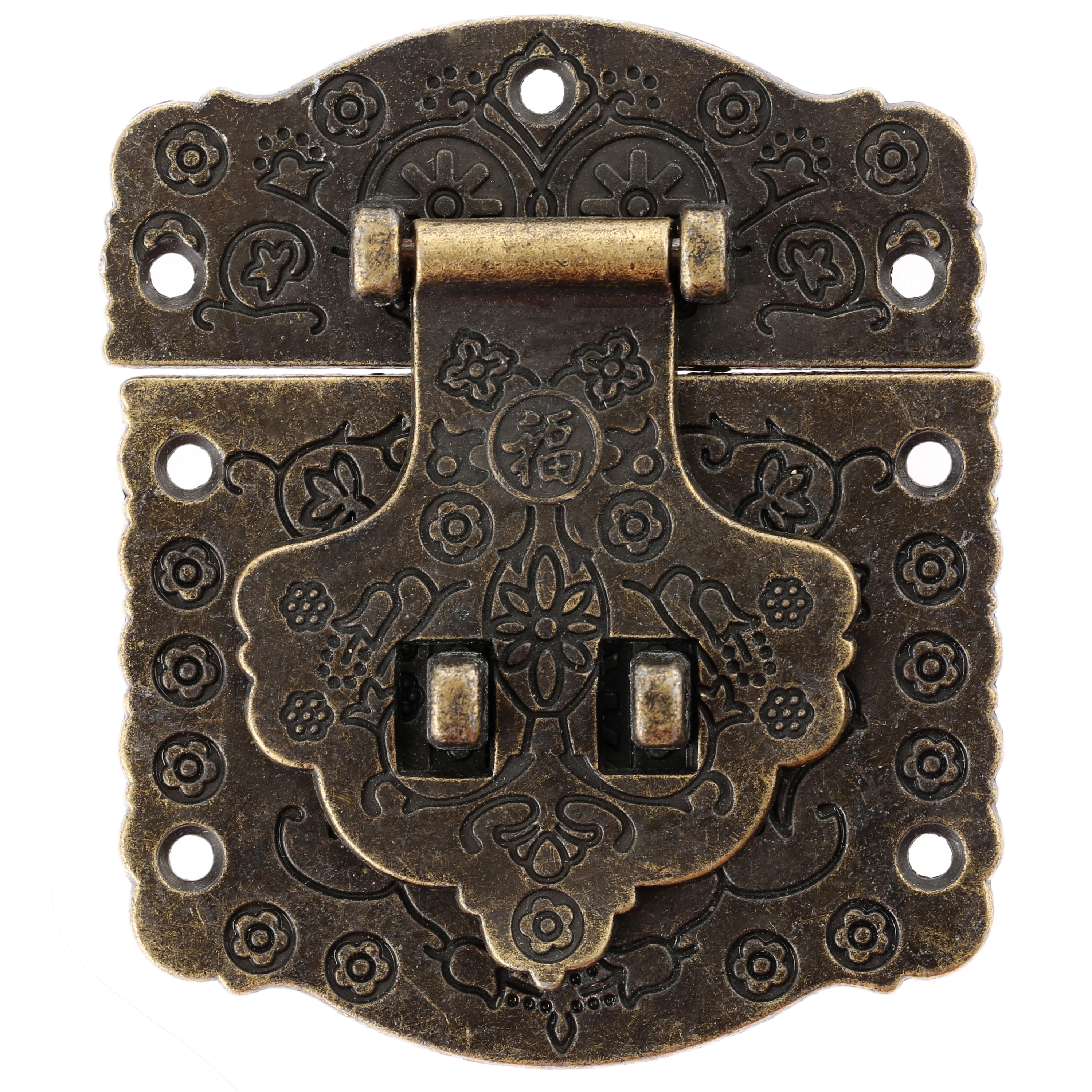 

Antique Drawer Latches Decorative Hasp Jewelry Wooden Box Suitcase Hasp Lock Latch 70*60mm With Screws Vintage Brass Hardware