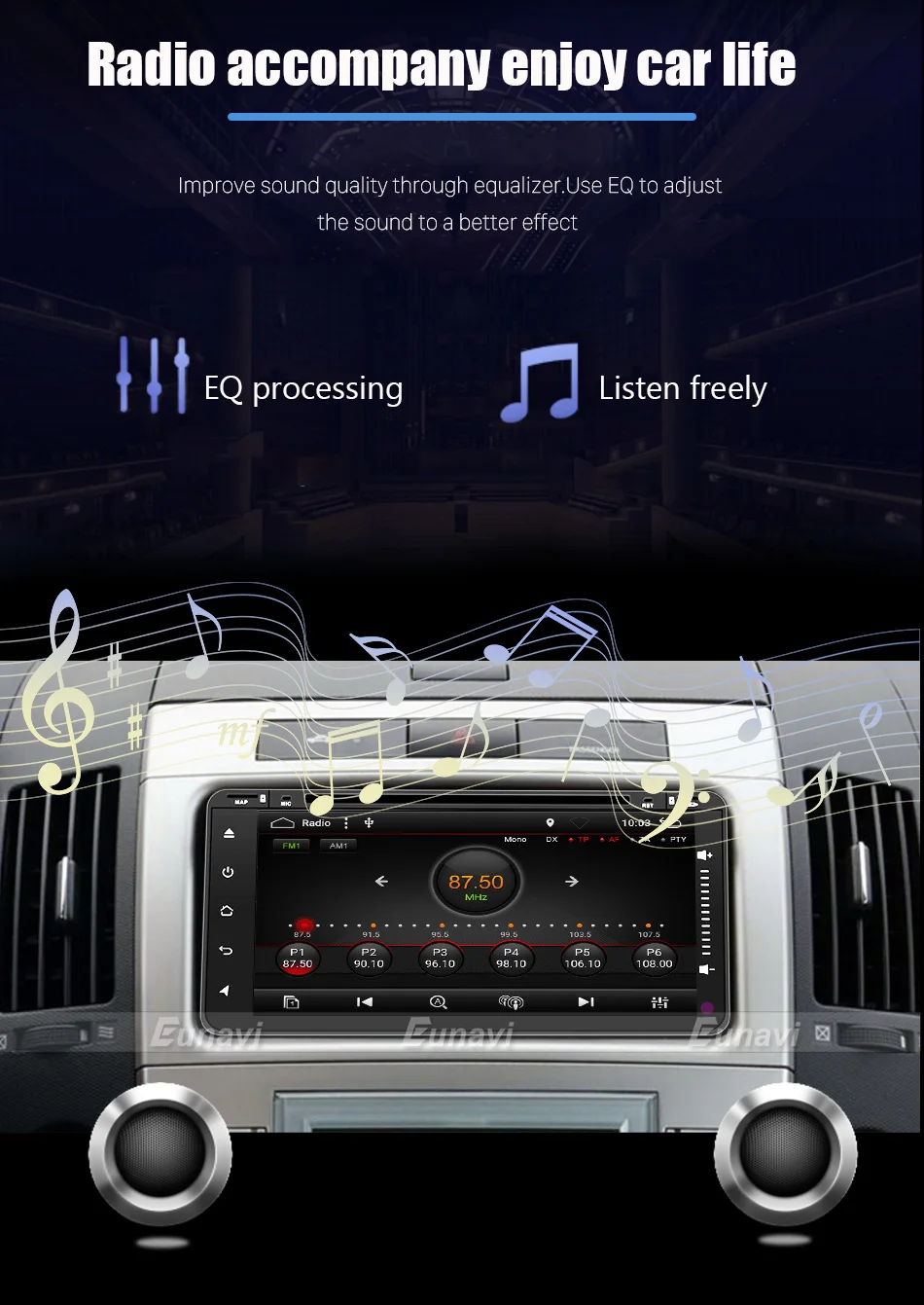 Discount Eunavi 2 Din Android 8.1 Car DVD Player Radio Stereo GPS Navigation For Toyota Hilux Vios Old Camry Rav4 Prado 2003-2008 wifi bt 10