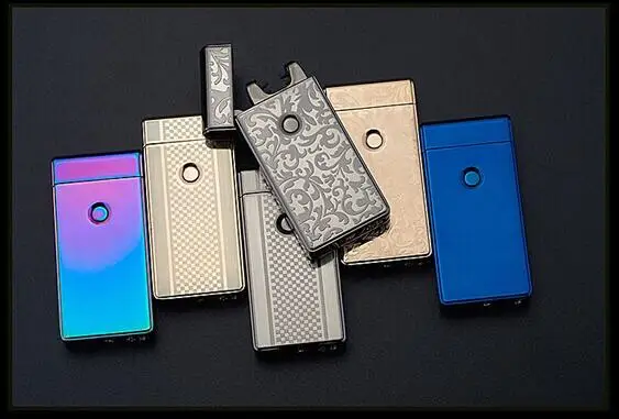 10pcs lot charging ultra thin windproof lighter Usb electronic creative personality cigarette lighters for smoking arc