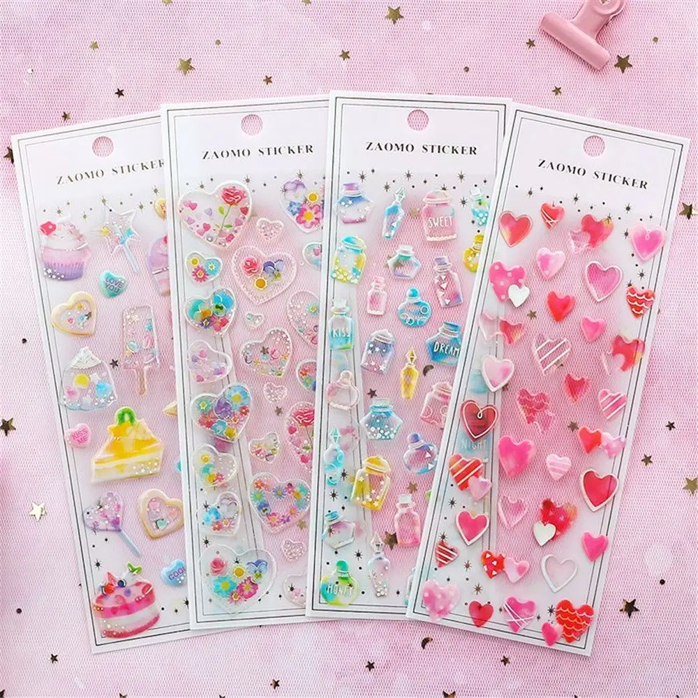 

2pcs Cartoon Star heart Crystal 3D Stickers Kawaii Stationery DIY Scrapbooking Diary Notebook Decorations Self Adhesive Stickers