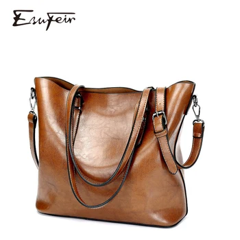 

ESUFEIR Brand 2019 Fashion Women Handbag PU Women Bag Large Capacity Oil Wax Leather Shoulder Bag Casual Tote Bag Crossbody Bag