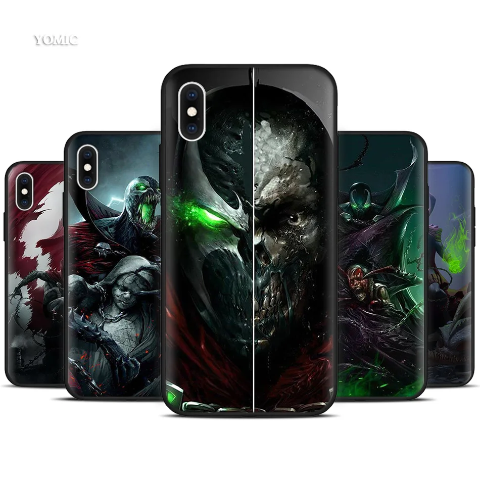 

Silicone Black Case for iPhone XR X XS MAX 7 8 6 6S Plus 5 5S SE 7Plus 8Plus Mobile Phone Coque cartoon Spawn